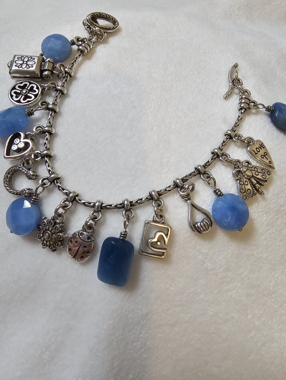 Brighton Fortune Blue Quartz Charm Bracelet Retired Vintage J31792 - Picture 4 of 8
